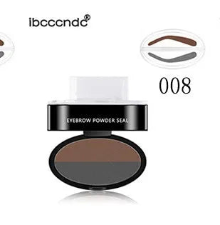 Eyebrow powder stamp kit with 10 colour options including dark brown and light brown shades for natural brows