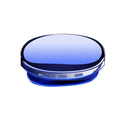 Blue Bluetooth MP4 music player with OLED screen showing music menu.