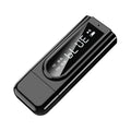Black USB car FM Bluetooth receiver unit for wireless audio streaming in vehicles.