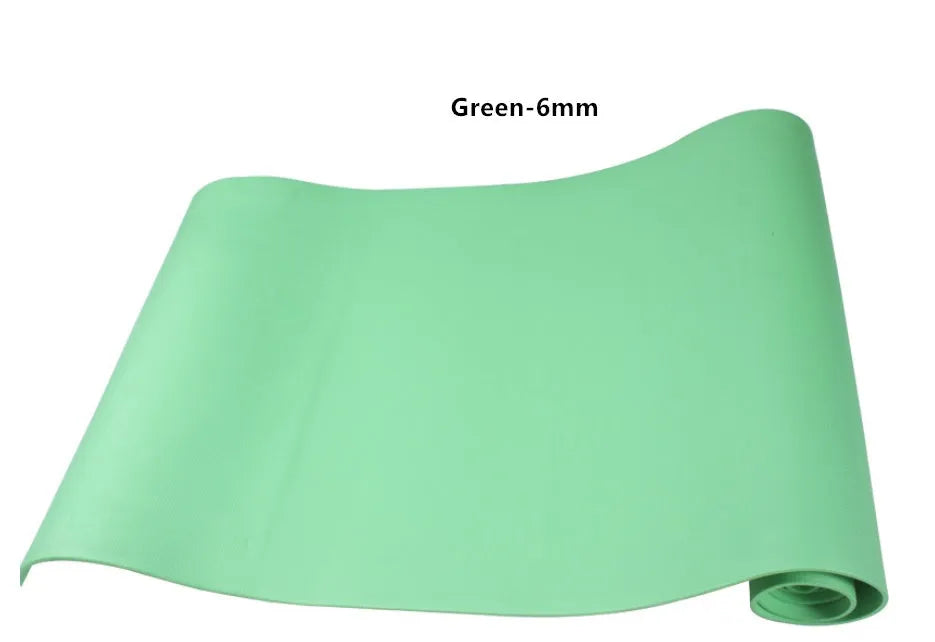 Red EVA fitness yoga mat, 173cm long, shown flat on a wooden floor.