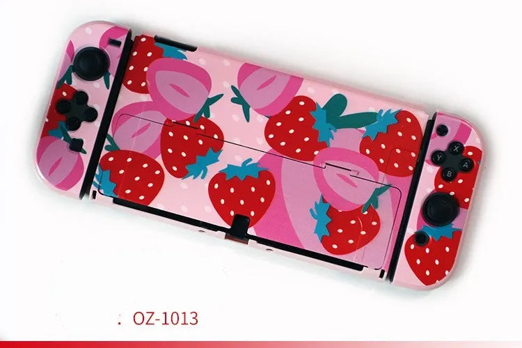 Nintendo Switch OLED hard protective case in decorative shell pattern with analogue caps