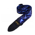 Printed cloth guitar shoulder strap showing colourful graphic pattern designs including national flag and space motifs