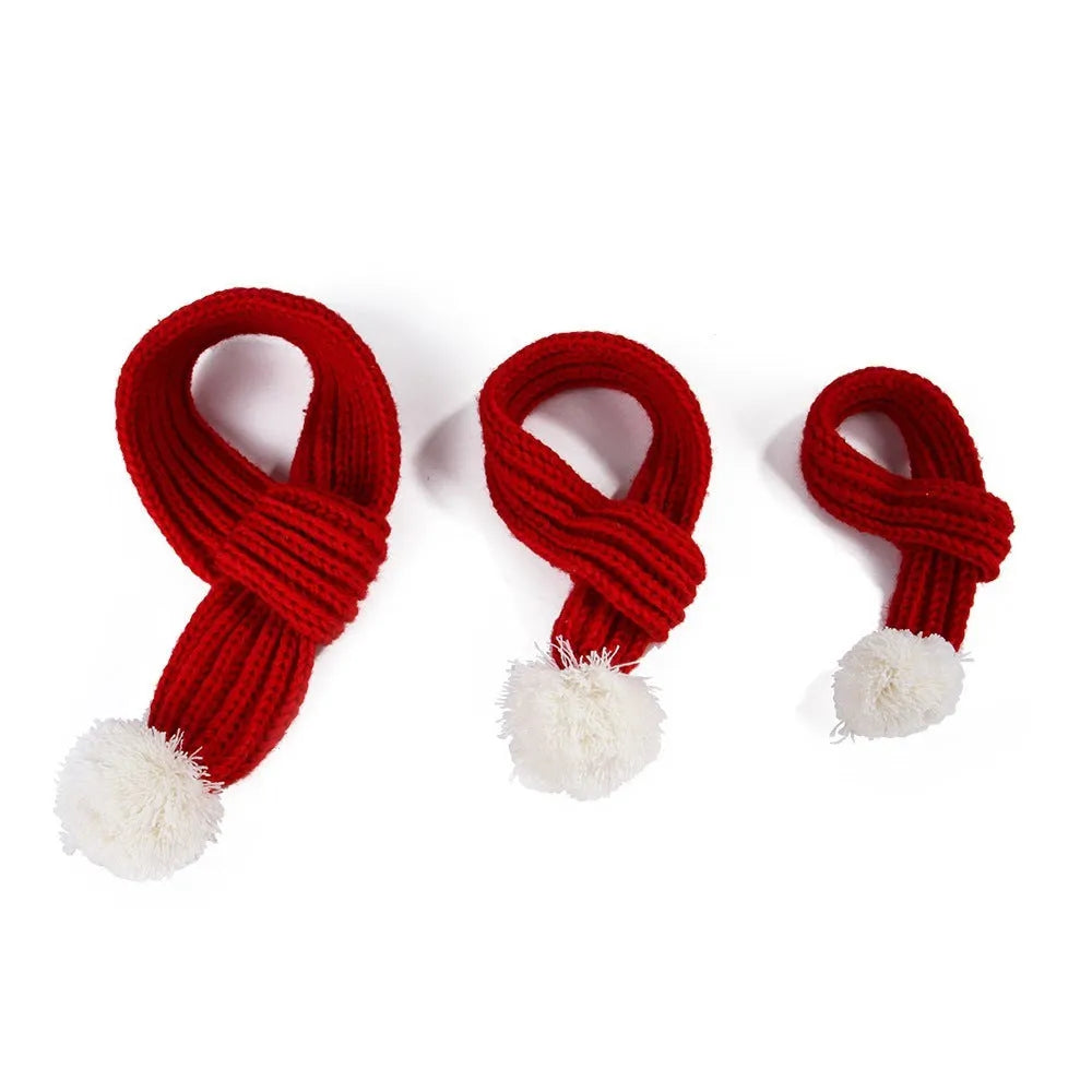 Pet Christmas acrylic wool scarf for cats and dogs in red colour, holiday accessory