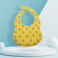 Silicone baby bib with drop catcher and adjustable neck strap in Animal World design