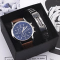 Men's quartz watch with alloy case, glass mirror, and blue light dial, 4.2 cm, black brown colour
