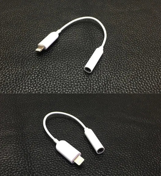 White Lightning to 3.5mm audio adapter cable for iPhone compatibility with 12cm length