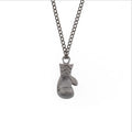 Electroplated boxing gloves necklace with alloy pendant and iron chain in silver or gold