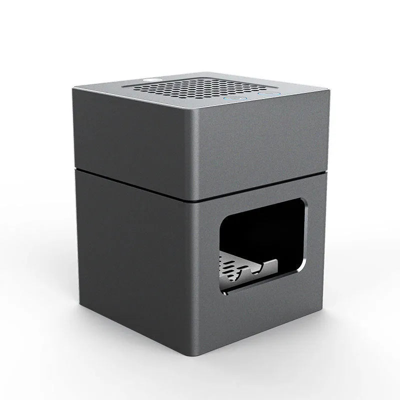 Grey AP078 electronic air purifier with compact ABS body and four-layer filter for smoke reduction