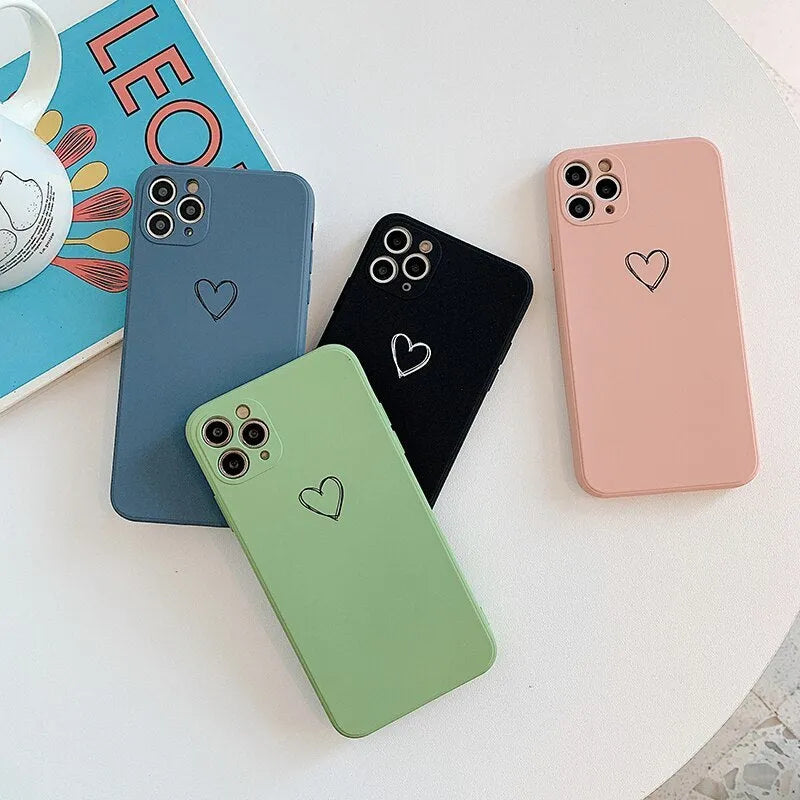 Solid colour silicone TPU phone case for Apple iPhone on a table