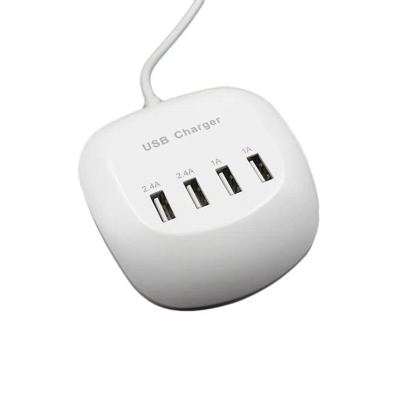 White dual USB wall charger with EU plug style on a plain background