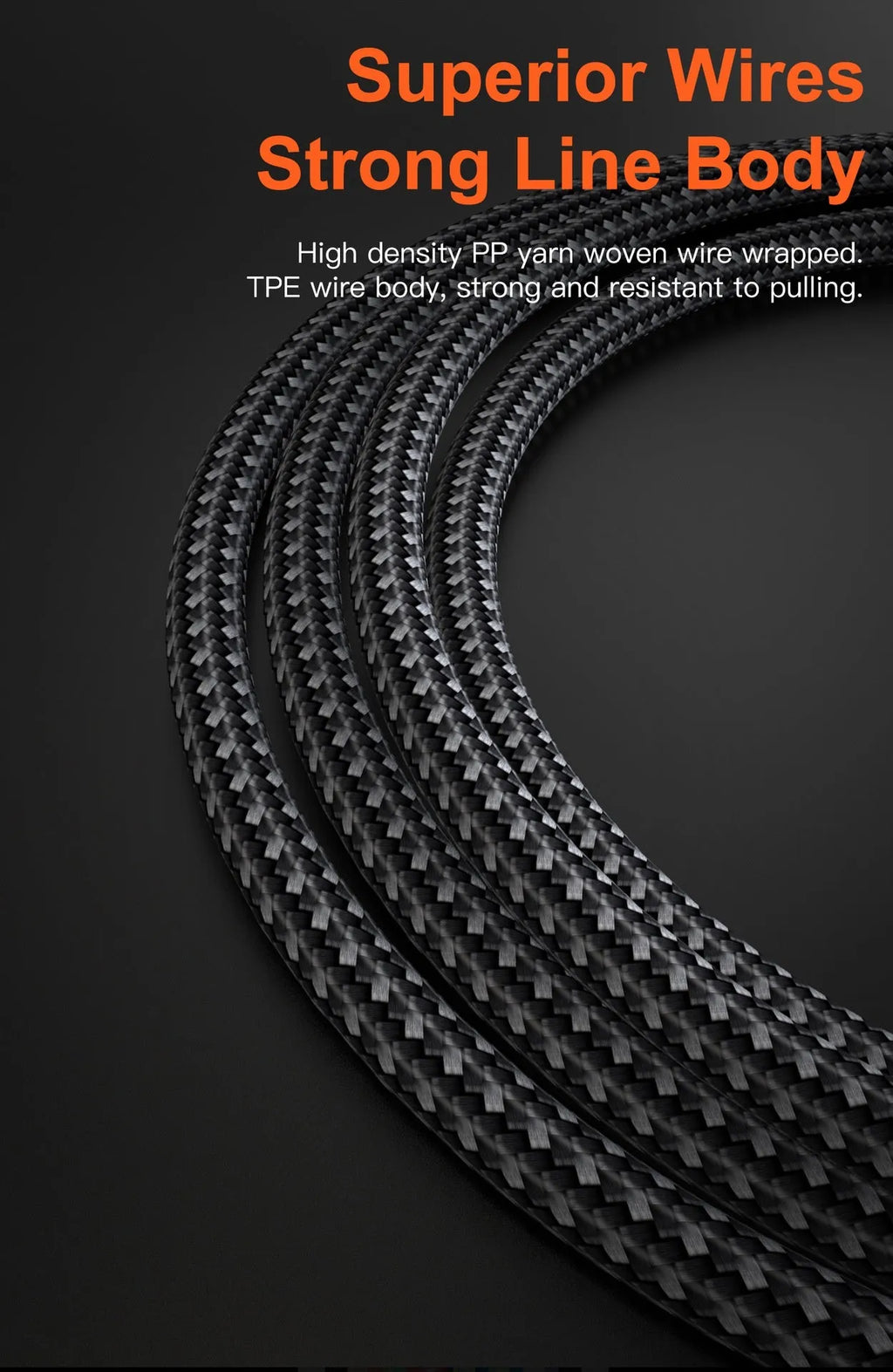 Black PD27W fast charge data cable with zinc alloy connector and indicator light for phone and tablet