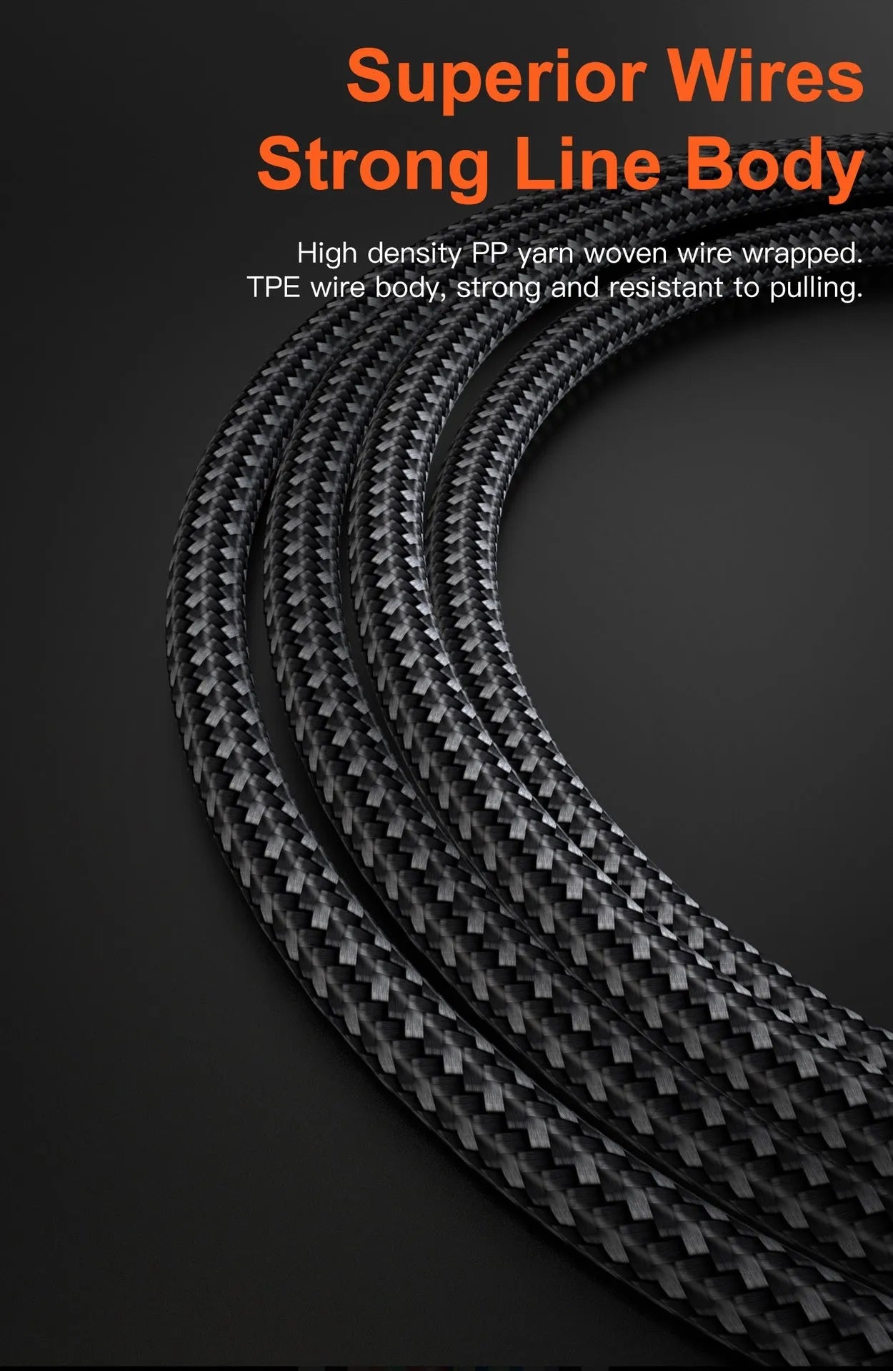 Black PD27W fast charge data cable with zinc alloy connector and indicator light for phone and tablet