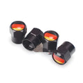 German flag valve cap black metal stainless steel 13mm by 9mm set of 4