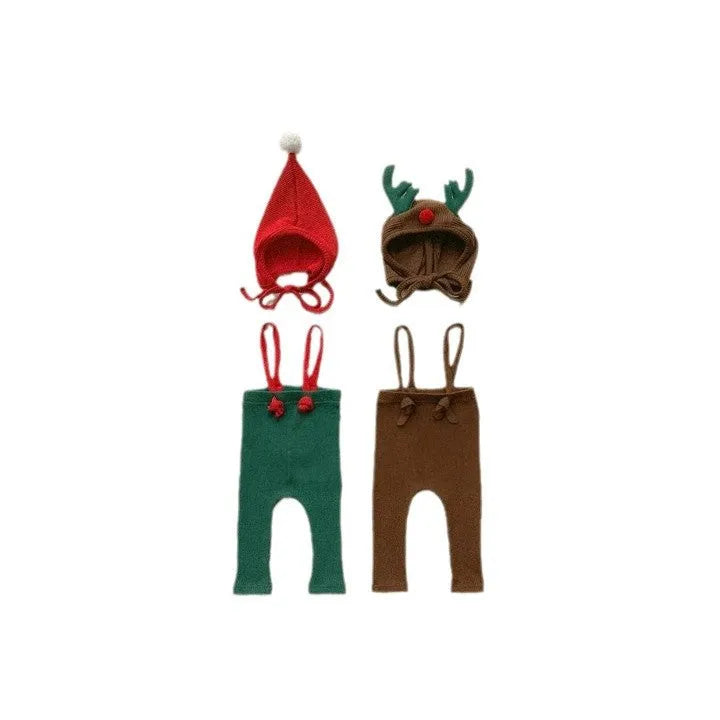 Baby combed cotton suspender jumpsuit in solid colour with hat, suitable for 66-90cm height