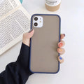 Frosted silicone phone case for iPhone in ten colours, including Black, Red, and Sky Blue.