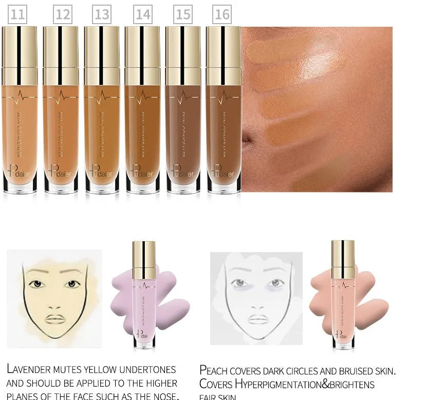 PUDAIER liquid concealer in 5ml tube, 22 colours available, fine texture face makeup