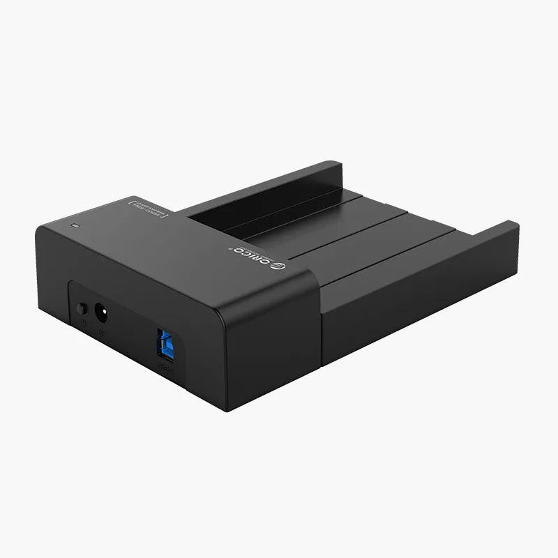 Black ABS plastic hard drive enclosure for 2.5 and 3.5 inch SATA drives with data cable