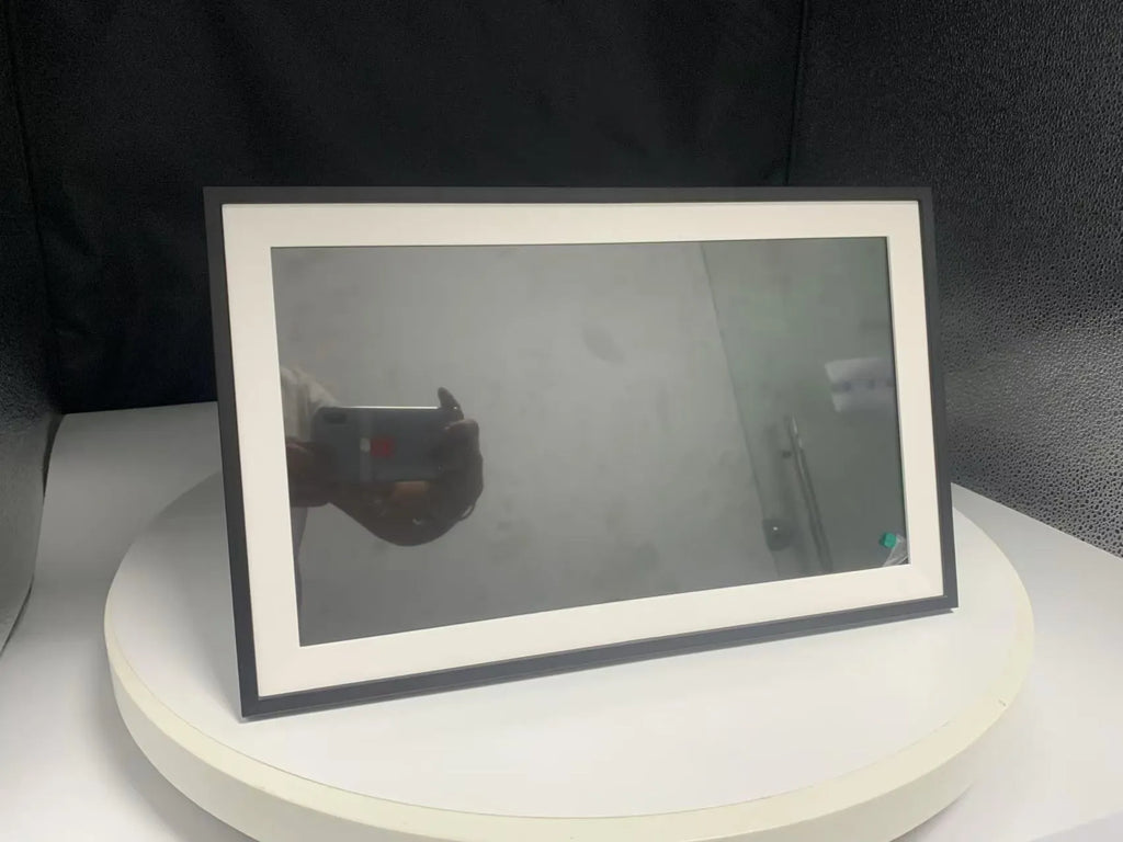 White 15.6 inch smart digital photo frame with app control and bracket