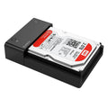 Black ABS plastic hard drive enclosure for 2.5 and 3.5 inch SATA drives with data cable