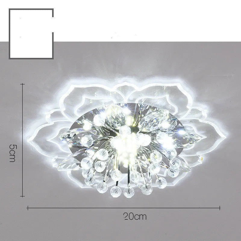 Modern crystal ceiling lamp with flower-shaped acrylic shade and stainless steel fittings