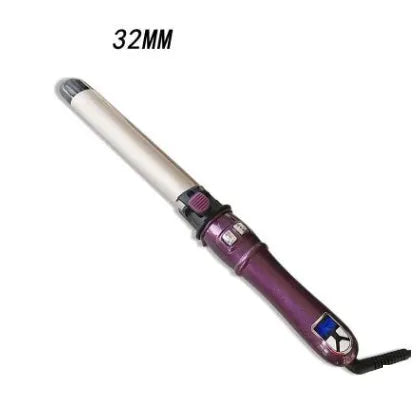 Automatic ceramic electric curling iron with LED display in black, showing barrel and control buttons