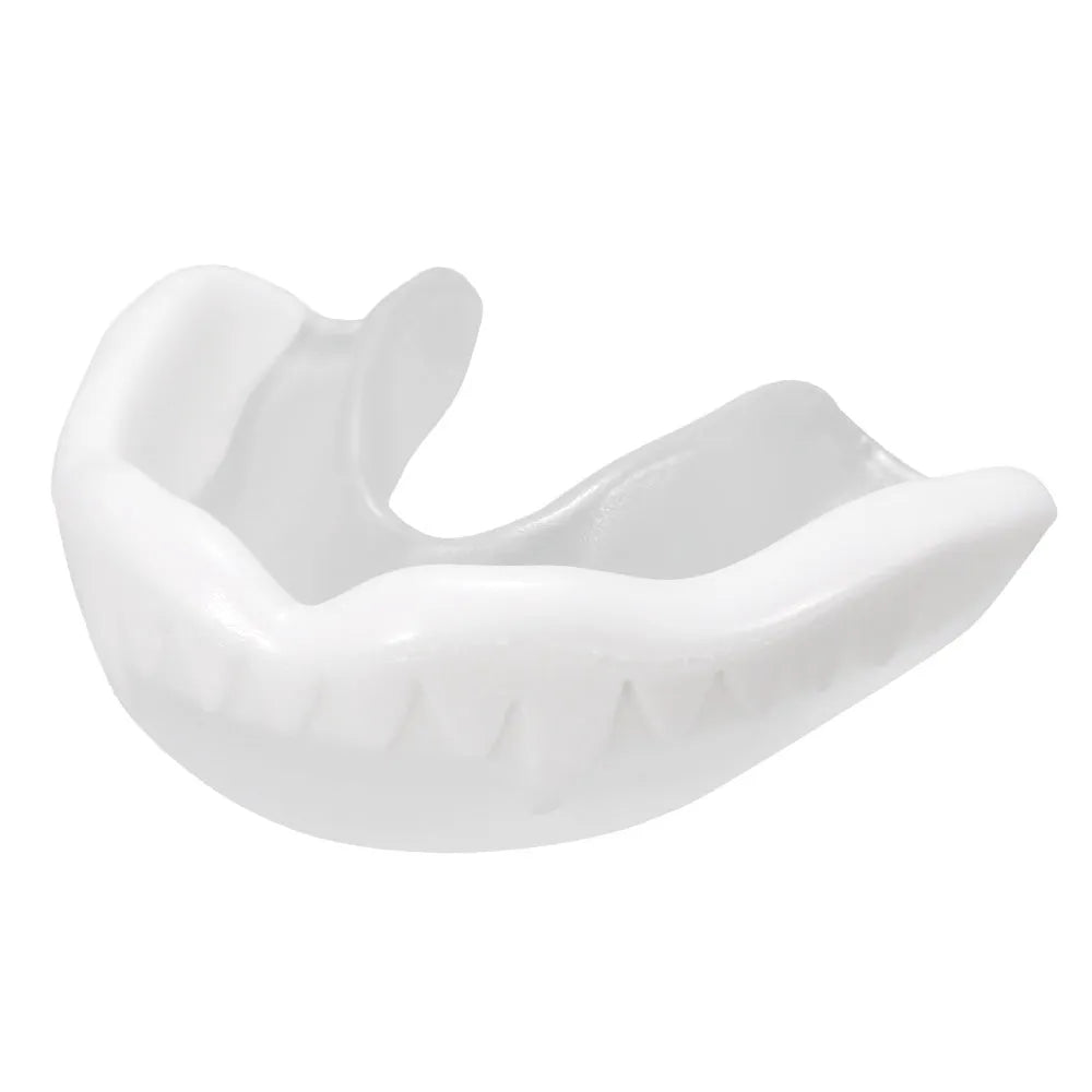 Adult boxing mouthguard with box, food grade EVA mouldable teeth guard in black, red, blue, green, white, 6.5 x 4.6cm