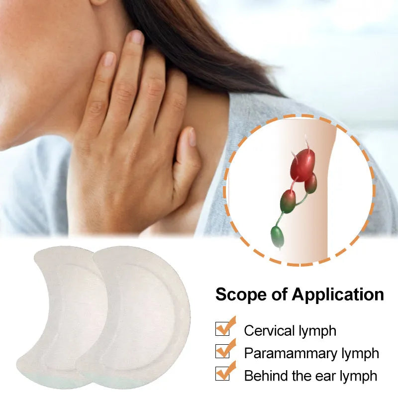 Neck lymphatic drainage patch adhesive sheet for lymph congestion relief and immunity support