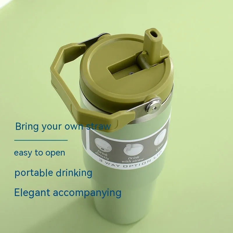 Stainless steel insulated travel tumbler with handle cover in various colours