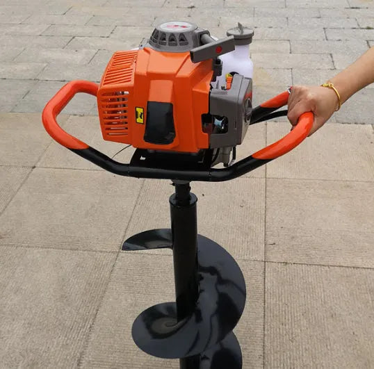 Portable single-person gasoline hole digger for fruit tree fertilization, supplied as one unit