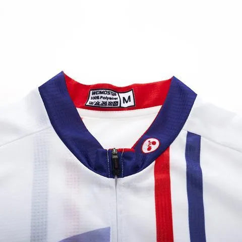 Men's long sleeve cycling jersey in Coolmax polyester fabric for quick-dry summer riding
