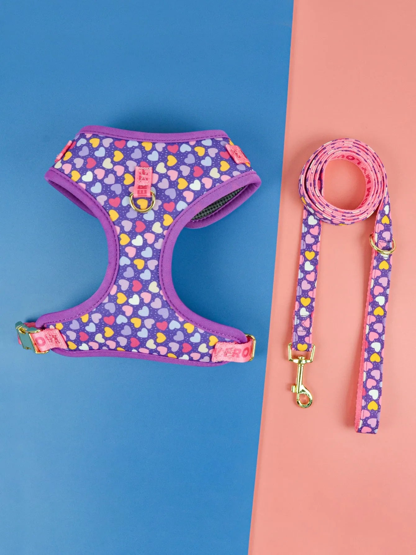 Summer colours dog harness and leash set for medium large dogs chest-back design