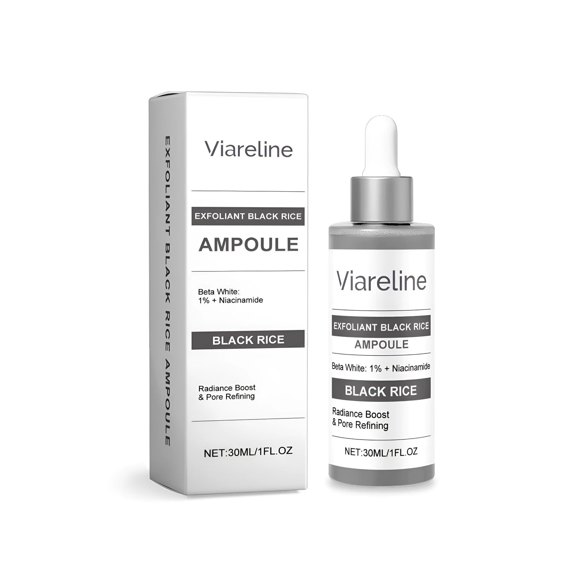30ml bottle of black rice exfoliating facial liquid for light wrinkles with oligopeptide-68