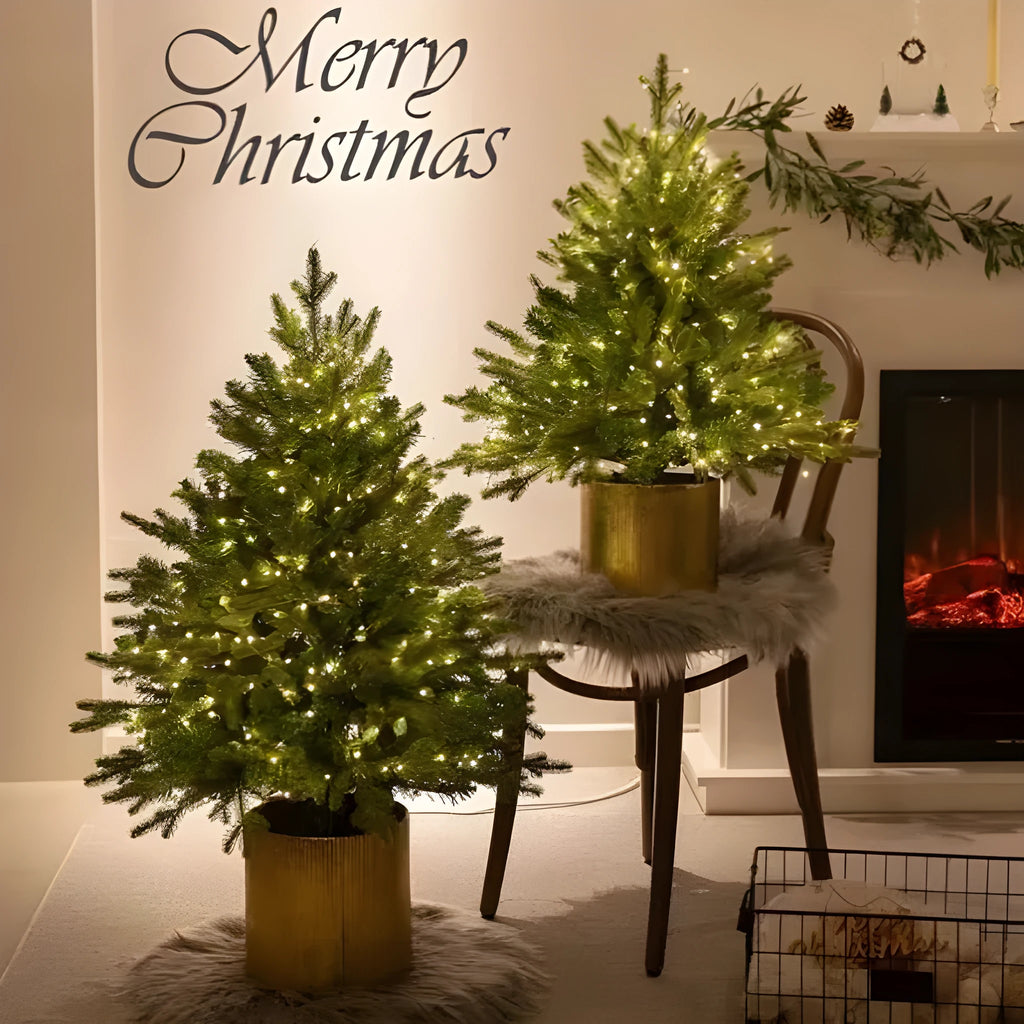 Langsen Crafts 45cm pre-lit flame retardant Christmas tree with 100 lights on black wire