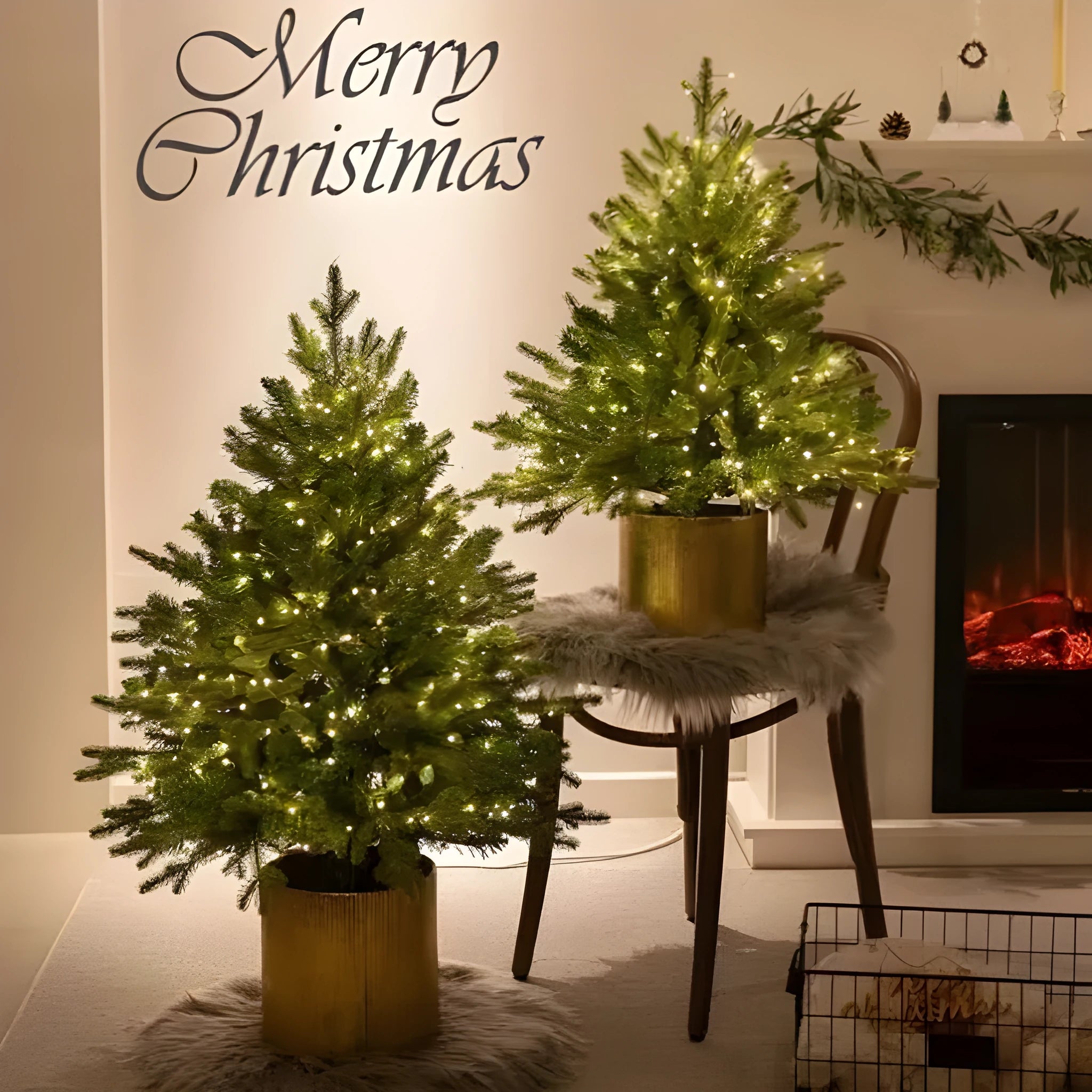 Langsen Crafts 45cm pre-lit flame retardant Christmas tree with 100 lights on black wire