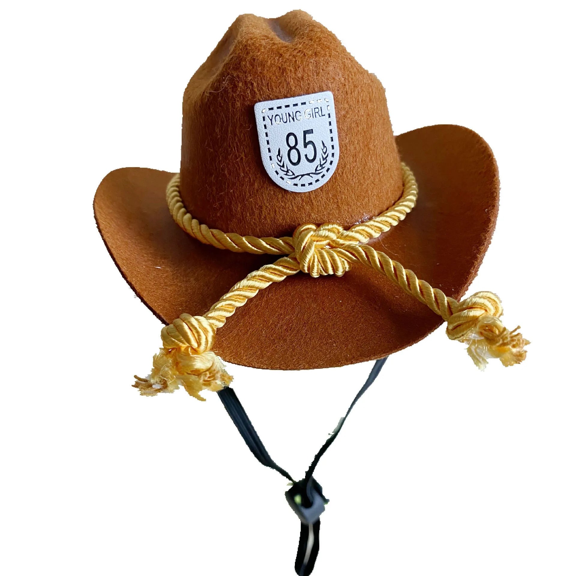 British cowboy hat for cats in non woven fabric with decorative velvet belt attachment