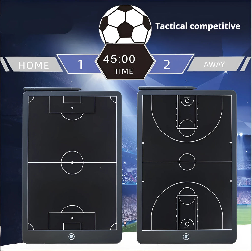 Sports LCD handwriting board in black with pen, 16 inch plastic screen for tactical marking