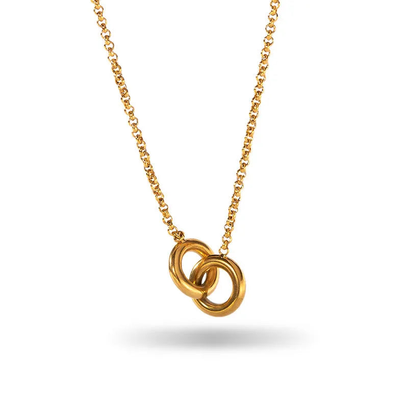 Retro stainless steel necklace with mixed gem inlaid agate pendant and regular chain style electroplated finish