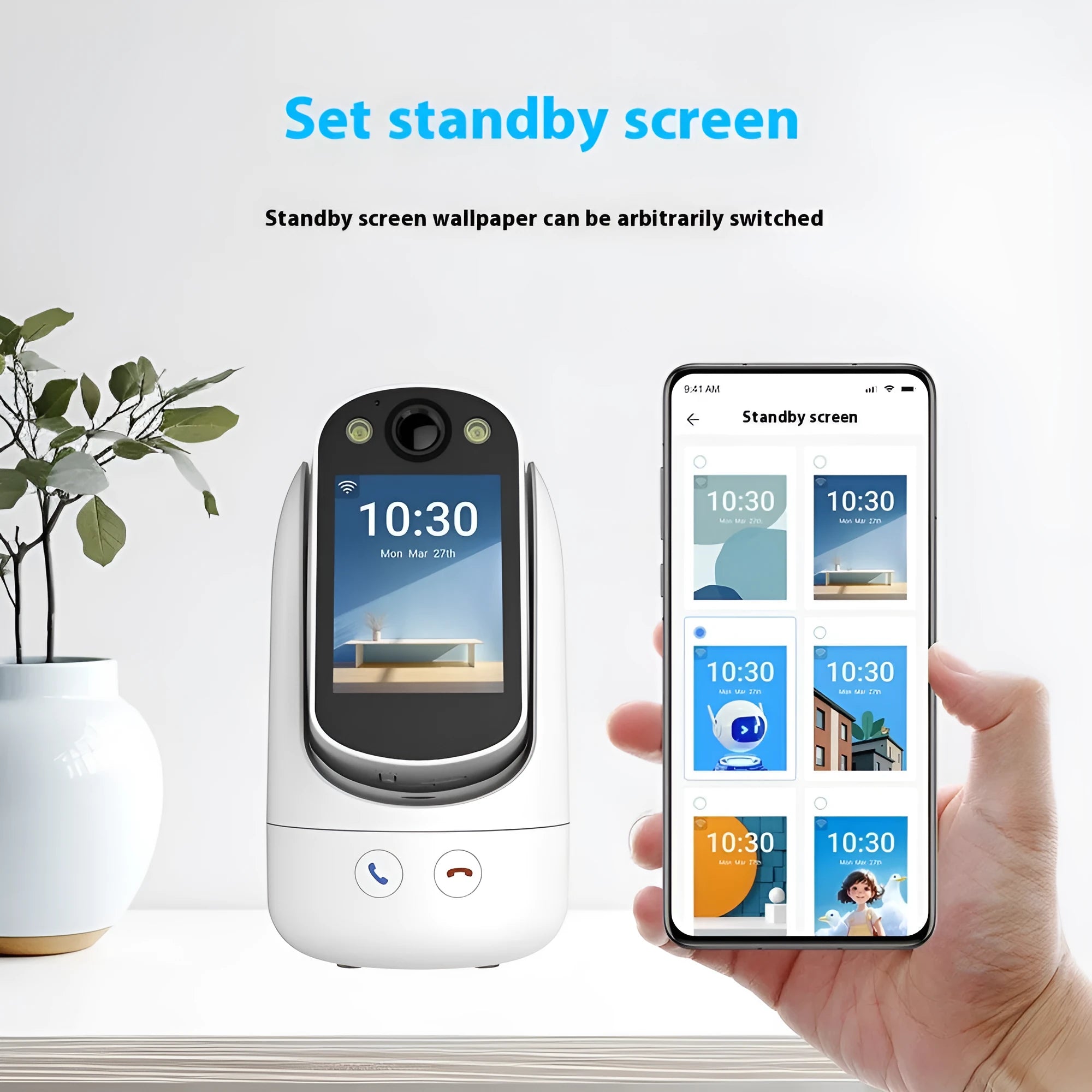 C20 two-way video call surveillance camera in white with 2.8-inch screen and 1080p HD lens