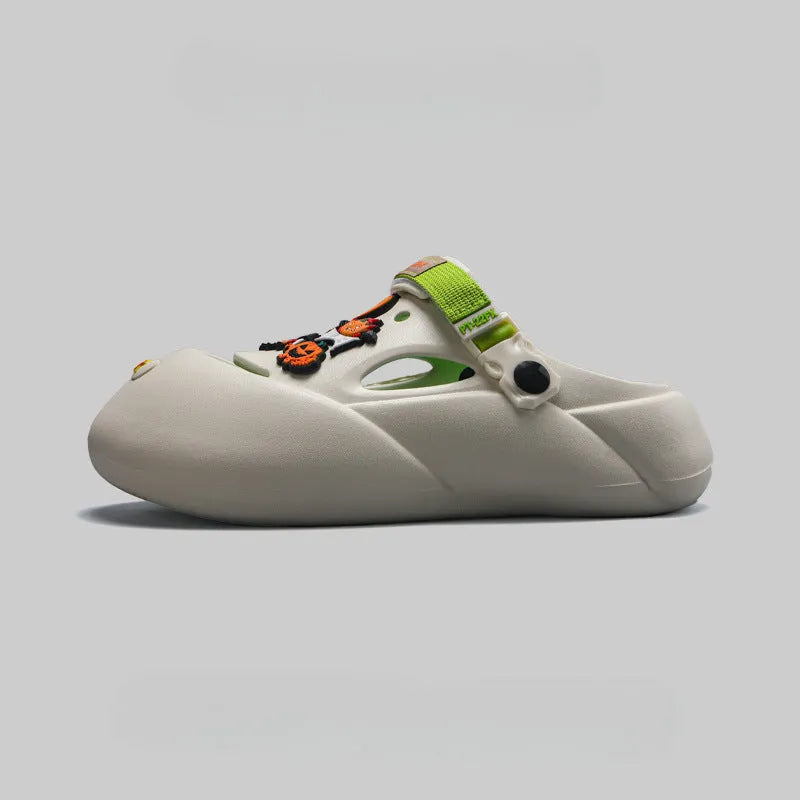 Men's grey EVA baotou beach shoes with closed toe for summer water activities.
