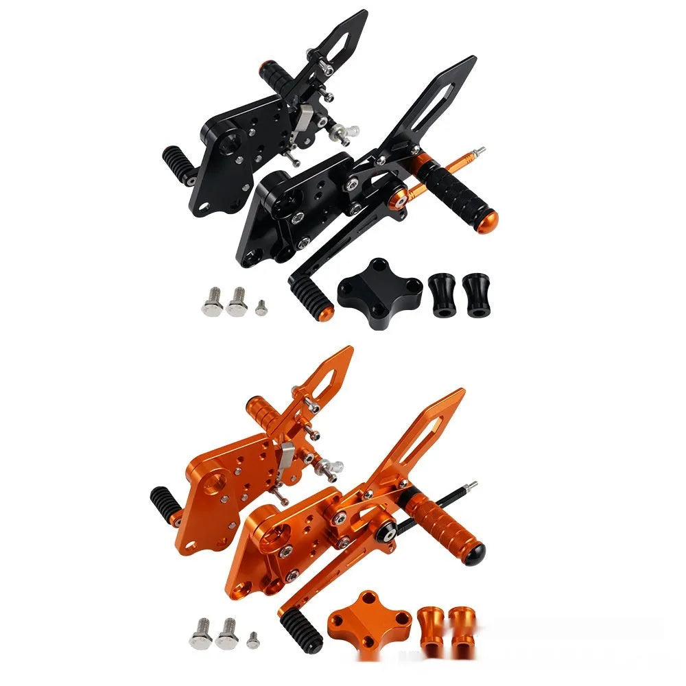 KTM DUKE motorcycle rear pedal support assembly bracket kit in black or orange