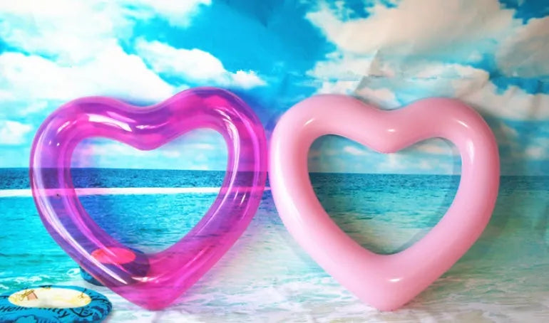 Oversized 120cm heart-shaped inflatable swim ring in pink for adults - Net Red Love Floating Row of Seats