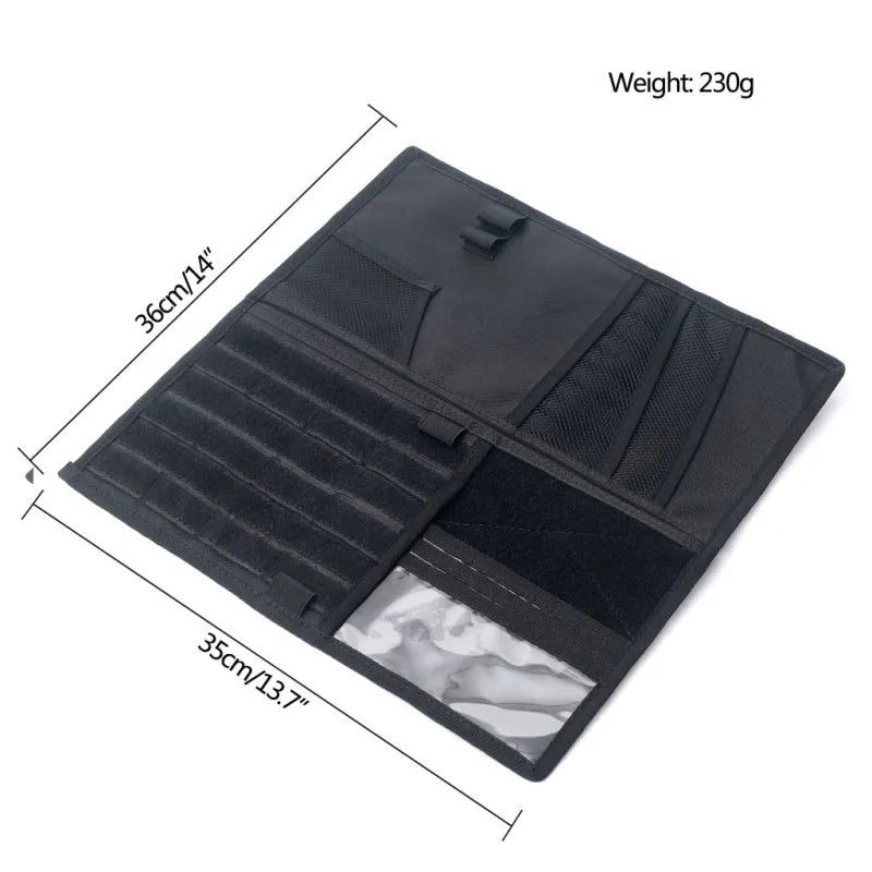 Black 1000D nylon sun visor organizer 36x35cm with CD pocket on car visor