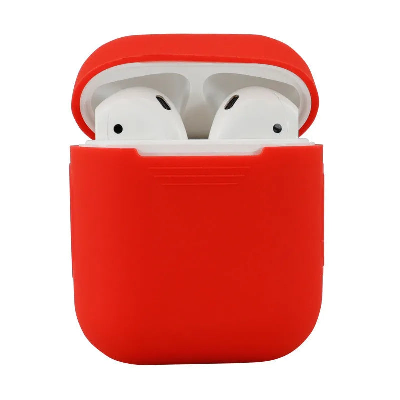 Silicone protective case for Apple AirPods 2 wireless headphones in multiple colour options.