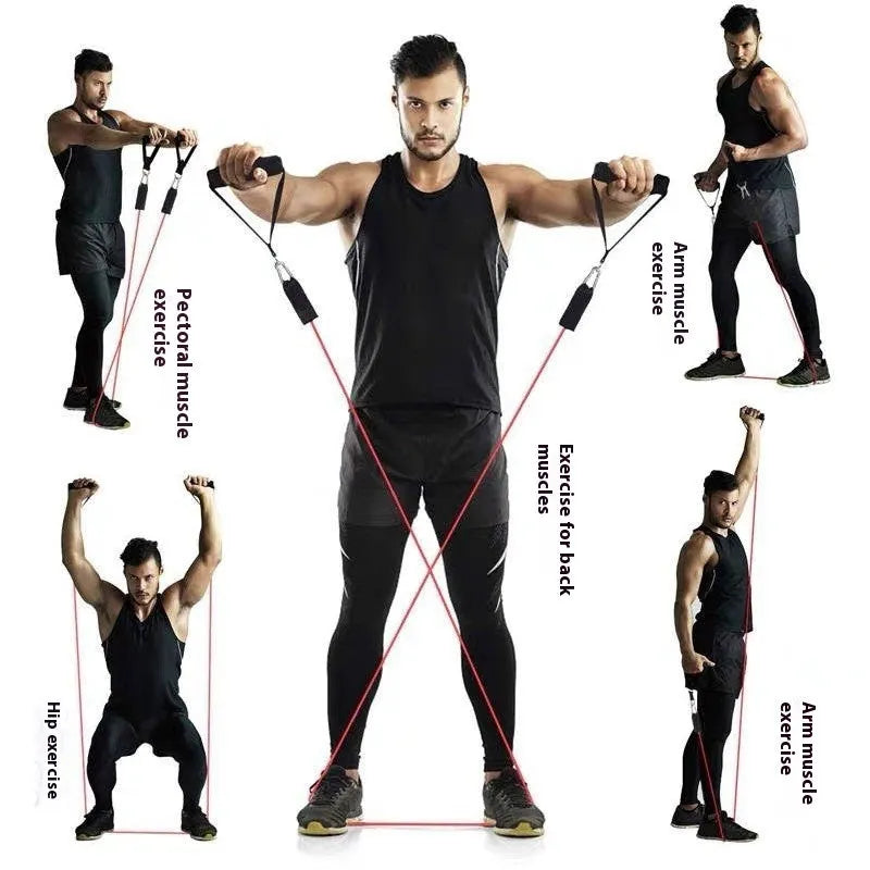 Multi-functional door sports 11-piece set with ABS combination pulling rope and hook