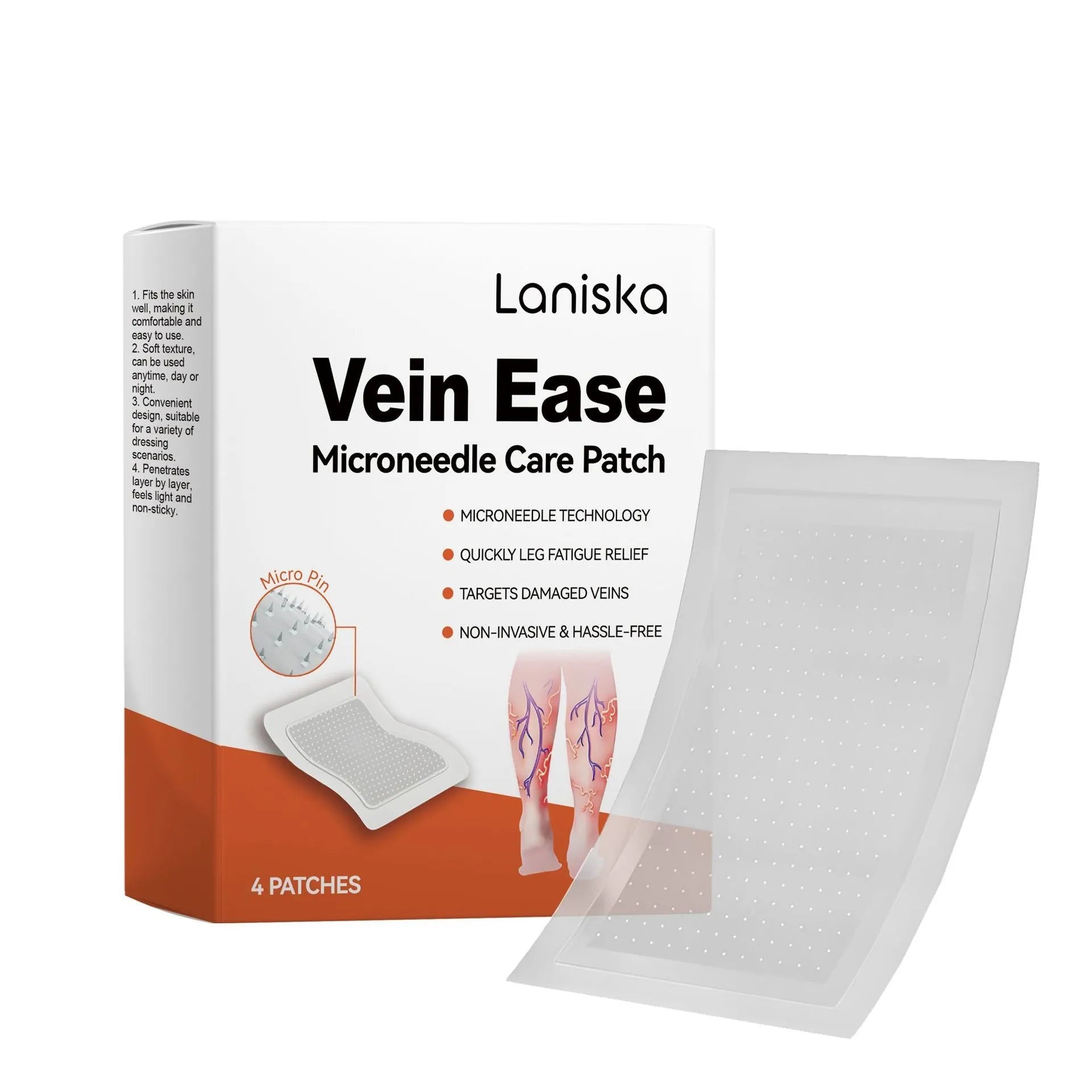 Laniska leg nursing adhesive bandage pack containing 4 mild ingredient patches for skin comfort