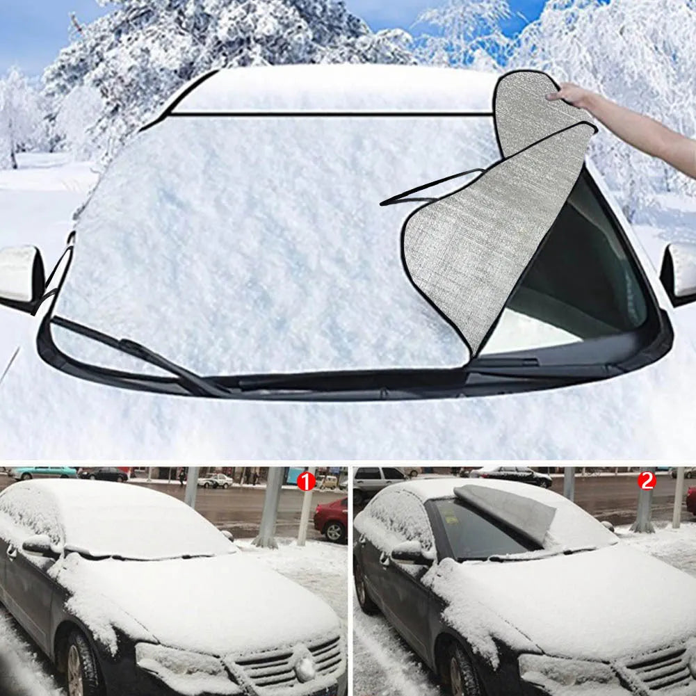 Universal car snow protection front gear cover with aluminium insulation and lanyard fastening