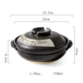 Ceramic stew pot with air-hole lid, single bottom, 8cm depth, for gas stove cooking in 2800ml, 1700ml or 900ml sizes