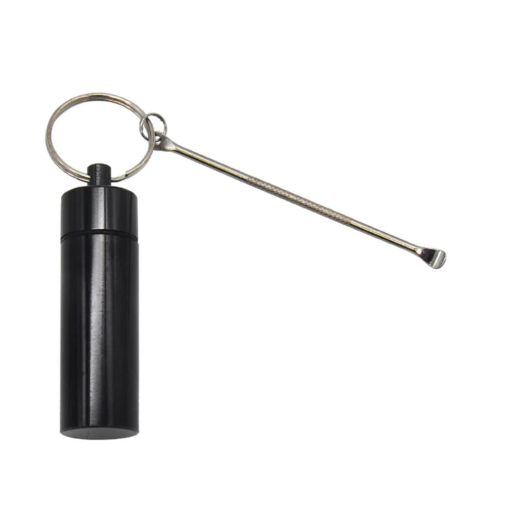 Aluminium portable medicine box with spoon and keychain in blue, green, red, gold, or black