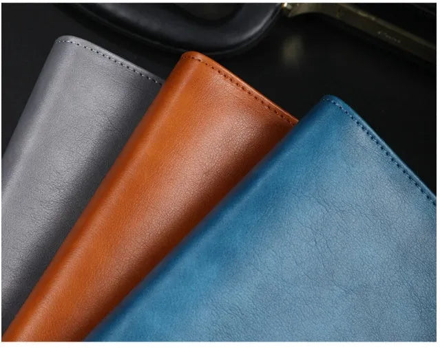 A5 leather notebook with buckle clip and 6-hole binding in multiple colours