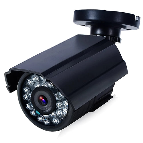 Black AHD HD waterproof security camera with fixed lens and infrared LEDs for night vision.